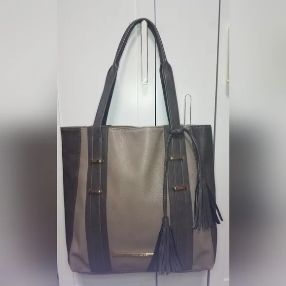 Steve Madden Two Tone Gray Tote Bag - Picture 1 of 12